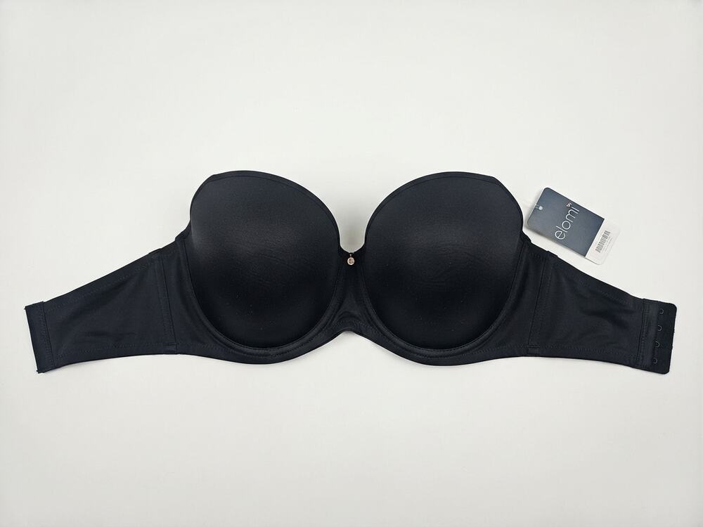 NEW Elomi 34K Black Strapless Smooth Bra 4300 Underwire Slide Lock Hook